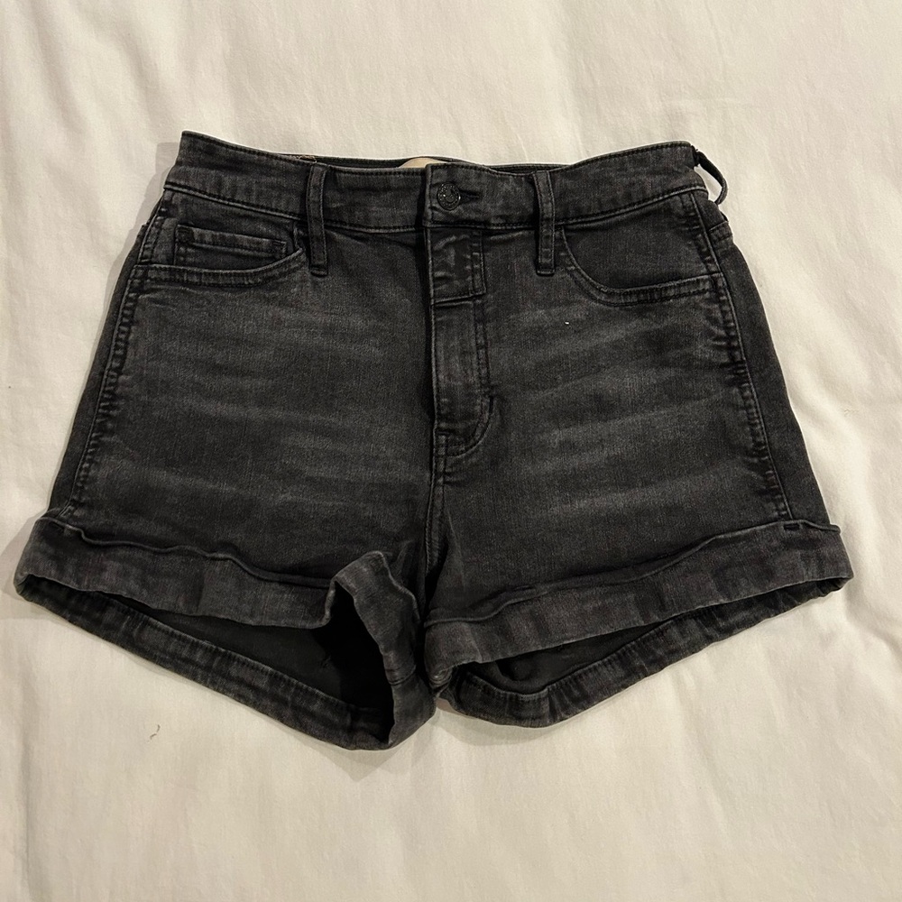 Hollister jean short high rise stretchy black good condition